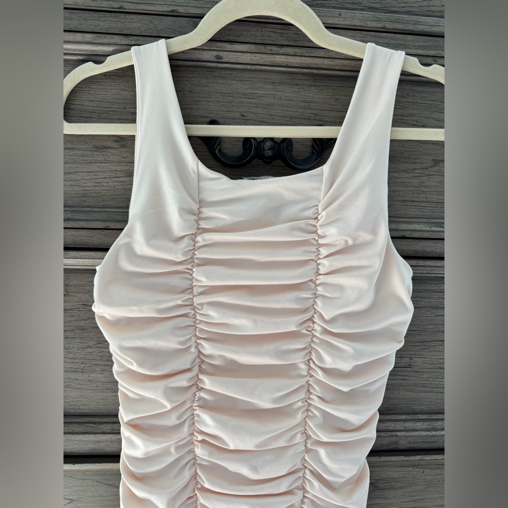 NEW H&M Cocktail Dress NWT Ruched Light Pink Sleeveless Small Mini Blush Peach … - Picture 7 of 11